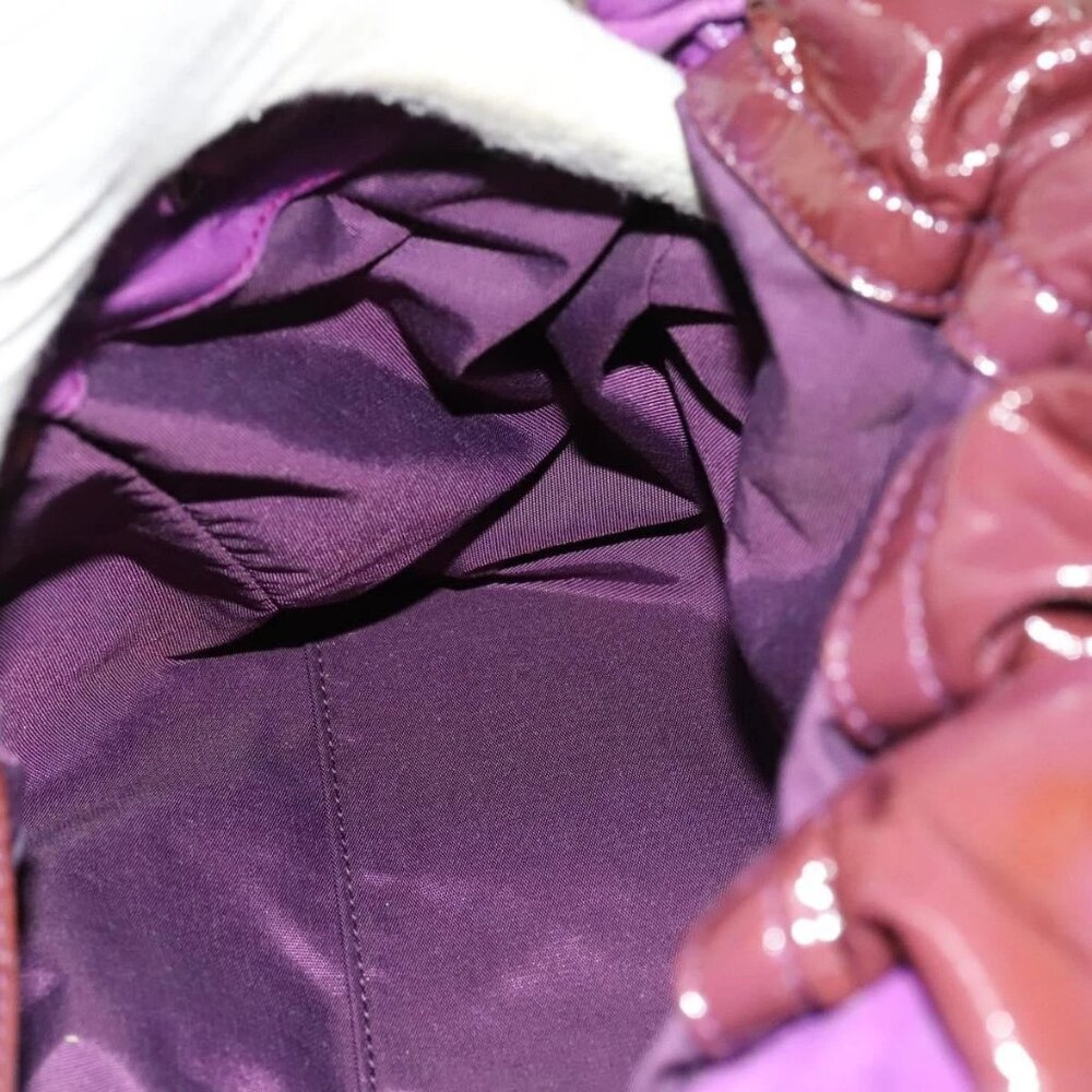 Christian Dior Canage Chain Tote Bag Patent leather Purple Silver Auth 128741 - Picture 12 of 16